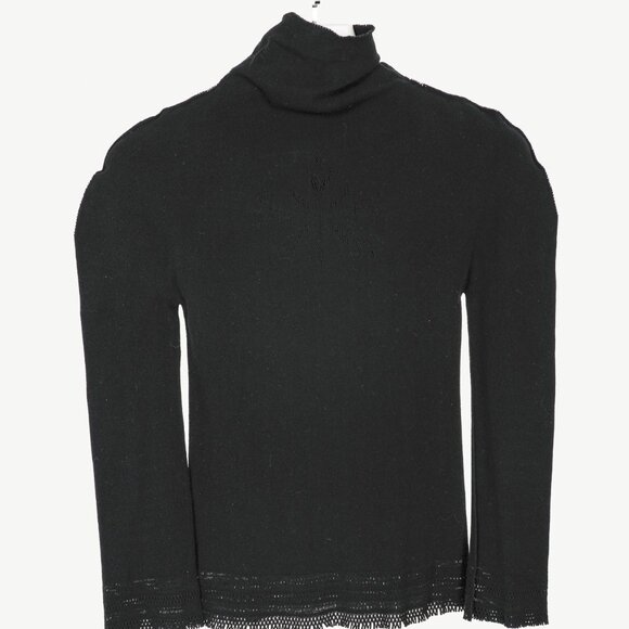 Issey Miyake Fete A-Poc Black Knit Pointelle Turtleneck - Picture 1 of 9